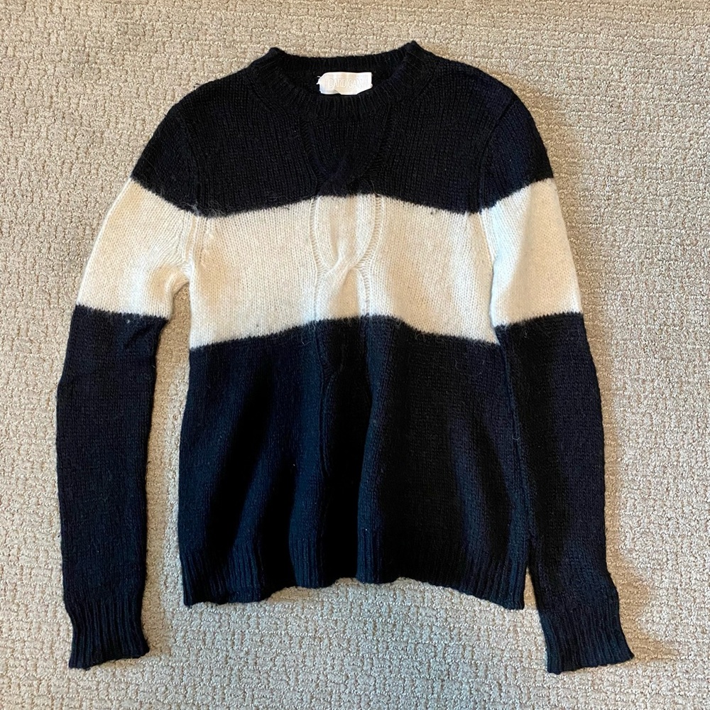 Black and White Cashmere Crewneck Sweater, CARDIGAN Brand, Size XS/S